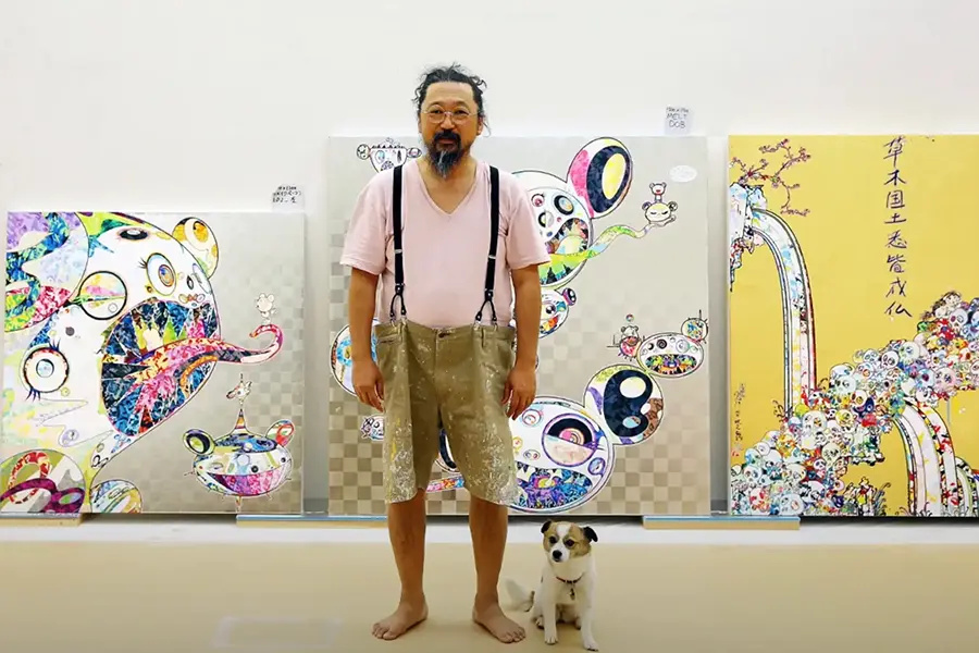 Takashi Murakami mit Hund